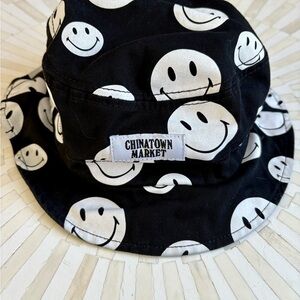 Chinatown Market Kids Smiley Face Bucket Hat - Black and White